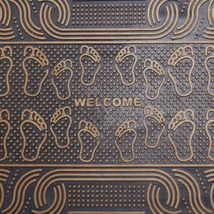 Welcome Yazılı Desenli Kauçuk Kapı Önü Paspası Rose