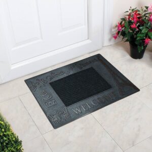 Paris Temalı Toz Tutucu Kauçuk Kapı Önü Paspası Bordo