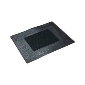 Paris Temalı Toz Tutucu Kauçuk Kapı Önü Paspası Bordo