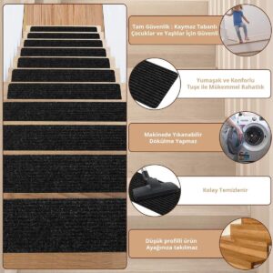 Kaymaz Tabanlı Ve Yıkanabilir Merdiven Basamak Halısı