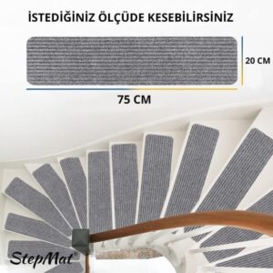 Kaymaz Tabanlı Ve Yıkanabilir Merdiven Basamak Halısı