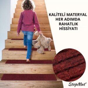 Kaymaz Tabanlı Ve Yıkanabilir Merdiven Basamak Halısı