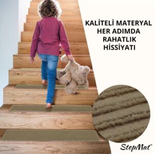 Kaymaz Tabanlı Ve Yıkanabilir Merdiven Basamak Halısı