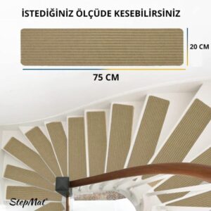 Kaymaz Tabanlı Ve Yıkanabilir Merdiven Basamak Halısı