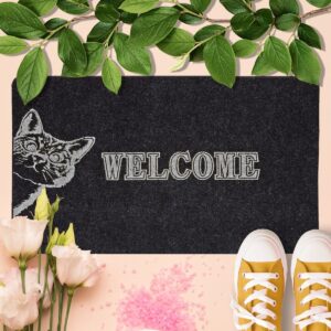 Kedi Welcome Kauçuk Tabanlı Kapı Önü Paspası