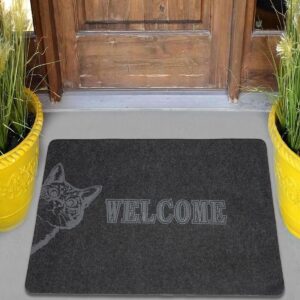 Kedi Welcome Kauçuk Tabanlı Kapı Önü Paspası