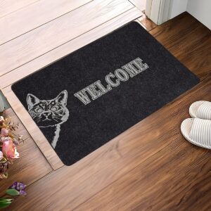 Kedi Welcome Kauçuk Tabanlı Kapı Önü Paspası