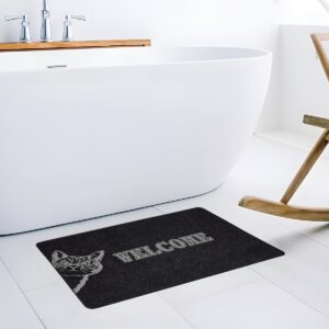 Kedi Welcome Kauçuk Tabanlı Kapı Önü Paspası