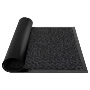 Şık ve Geniş Kauçuk Nem Alıcı Paspas Siyah Gri Kırçıllı İç ve Dış Paspası Halı Paspas