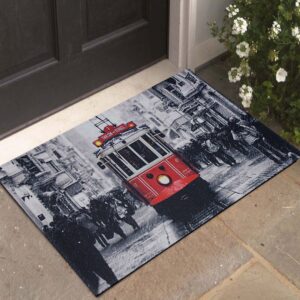 Taksim Tramvay Baskılı Çift Taraflı Kauçuk Kapı Önü Paspası