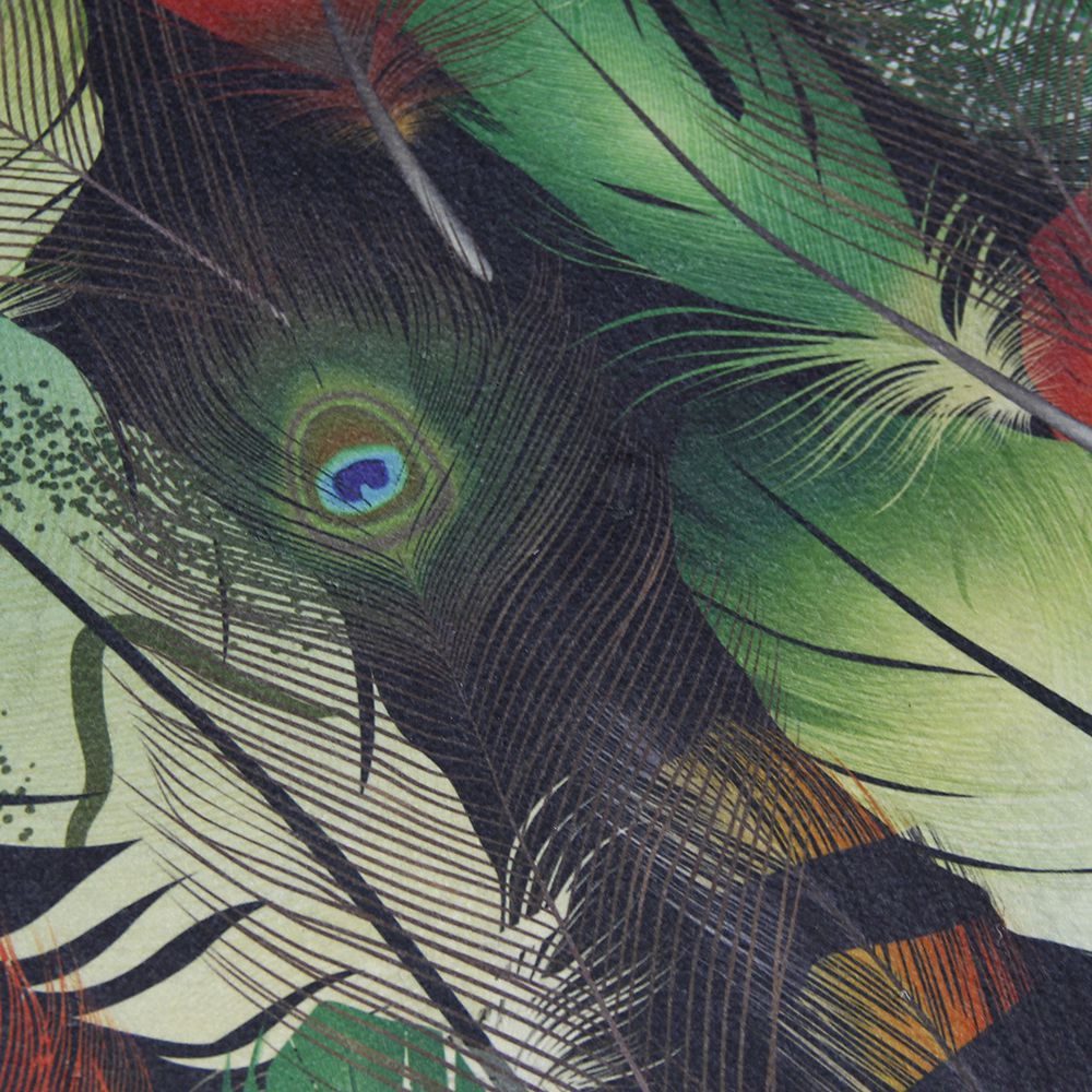 Tavus Kuşu Tüyü Baskılı Çift Taraflı Kauçuk Kapı Önü Paspası