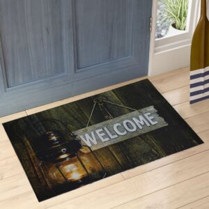 Welcome Gaz Lambası Desenli Kauçuk Kapı Önü Paspası